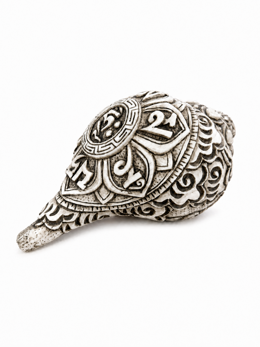 Nepalese Carved Conch Shell Horn / Shankha