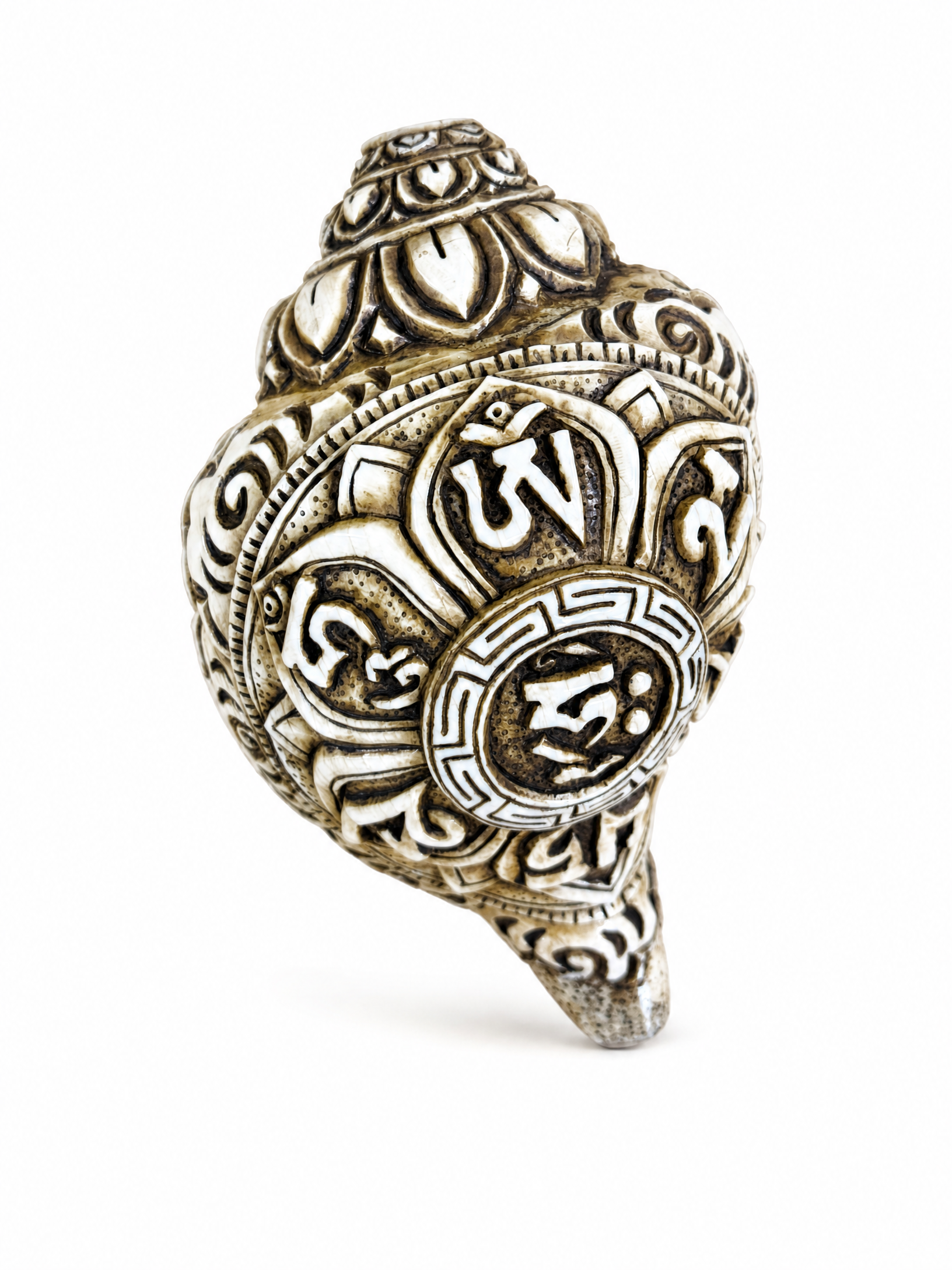 Nepalese Carved Conch Shell Horn / Shankha