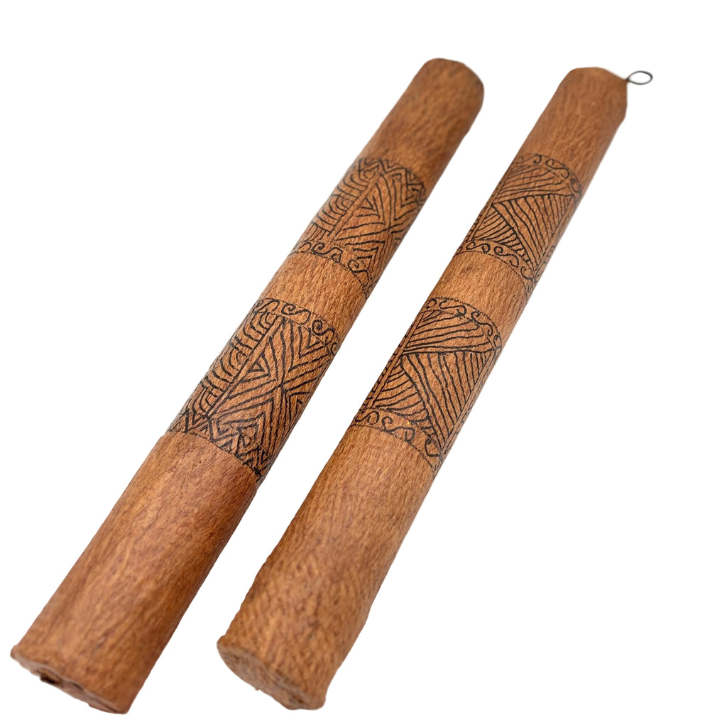 Bamboo Rainstick painted in Maori Style
